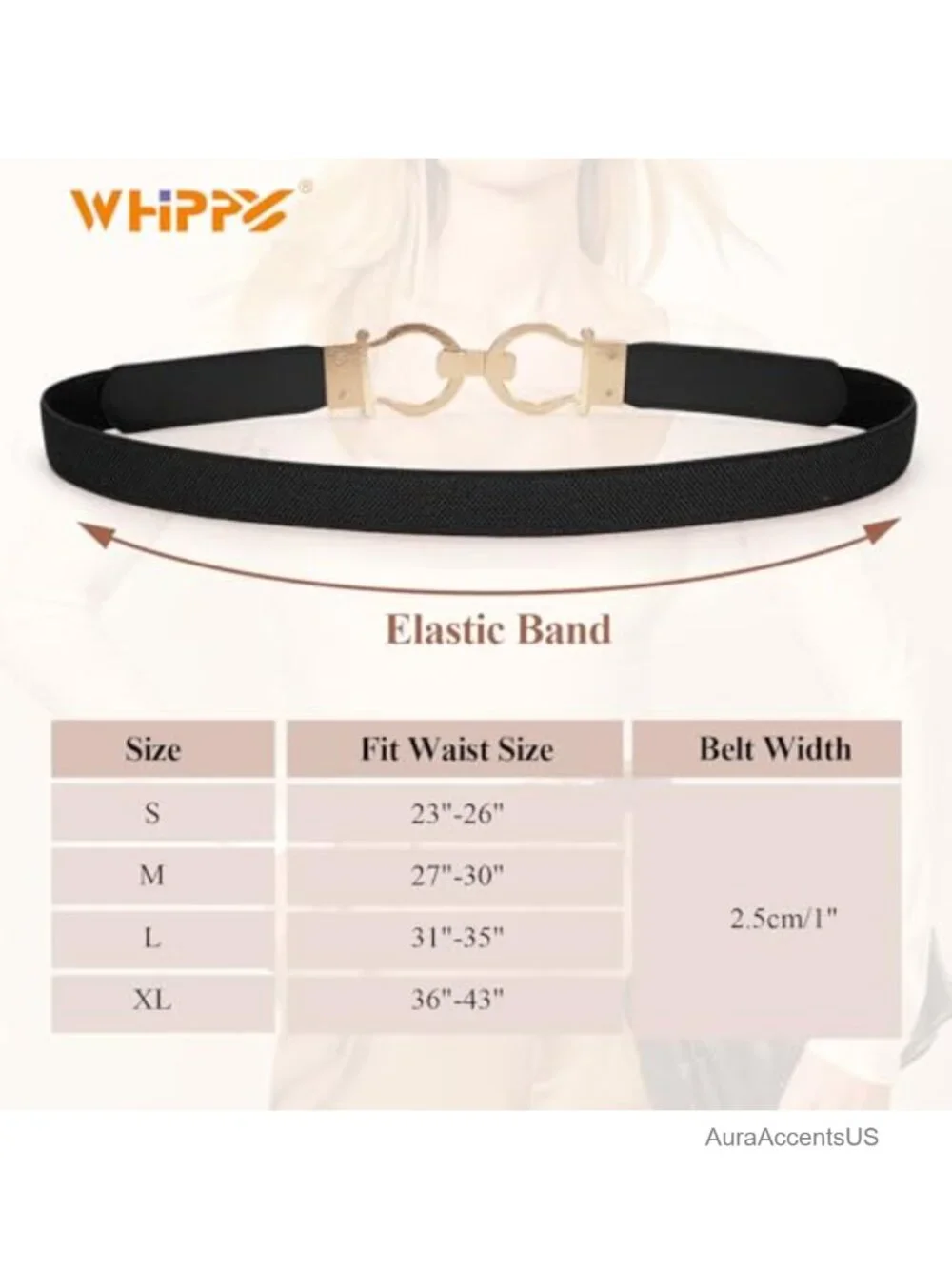 2 Pack Skinny Stretch Elastic Belts with Gold Hook Buckle